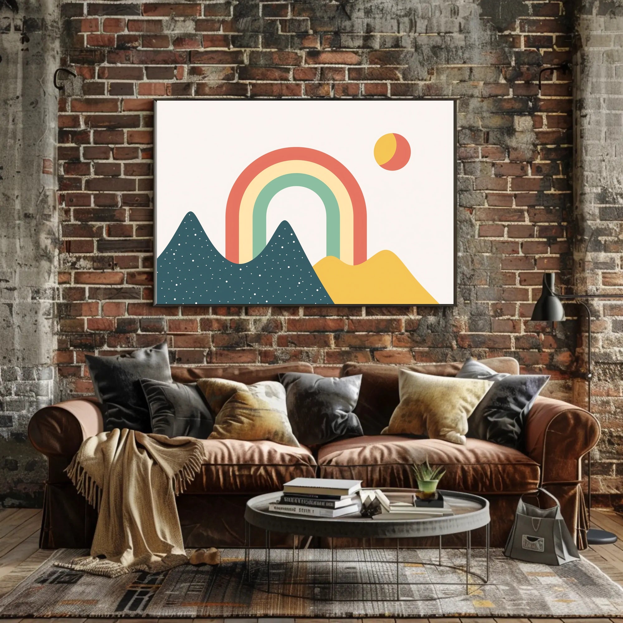 Minimalist Rainbow Landscape Art Print: Abstract or Artistic Poster PosterGoat