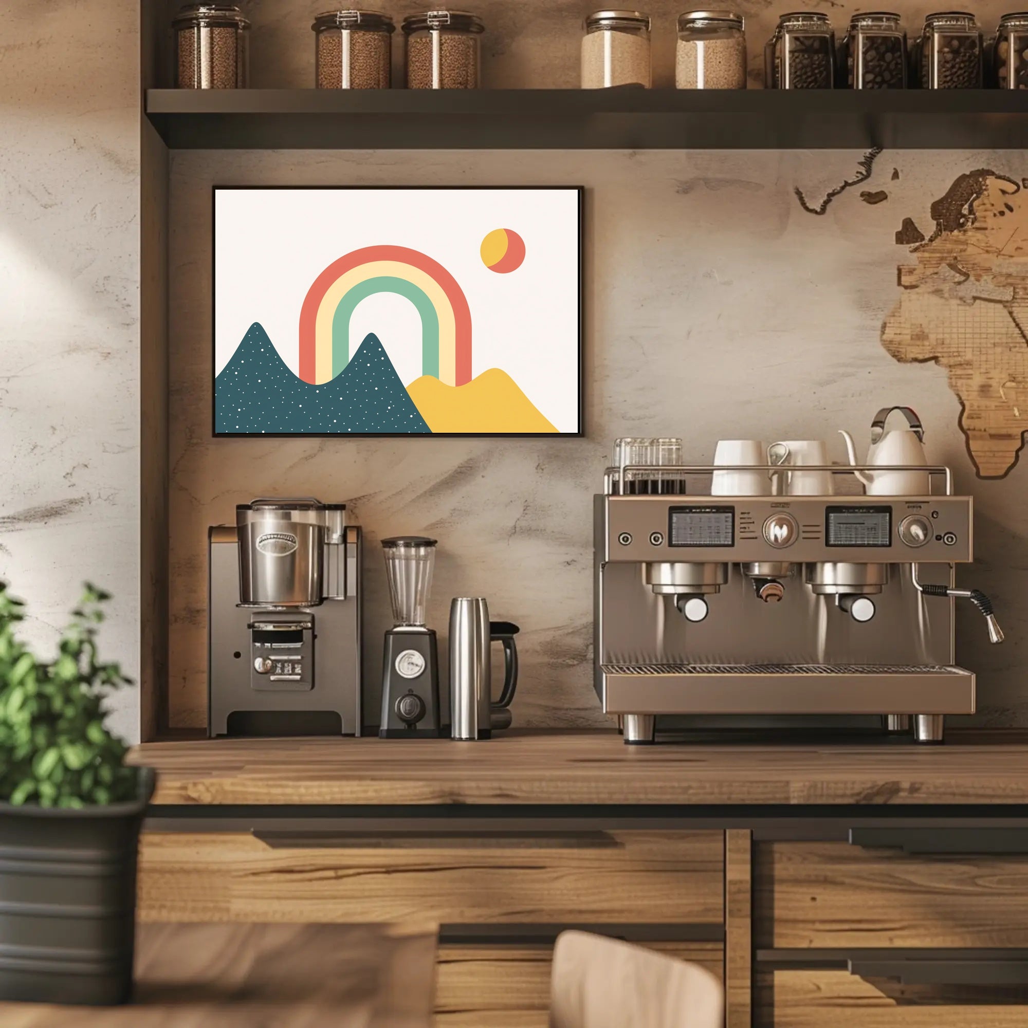 Minimalist Rainbow Landscape Art Print: Abstract or Artistic Poster PosterGoat
