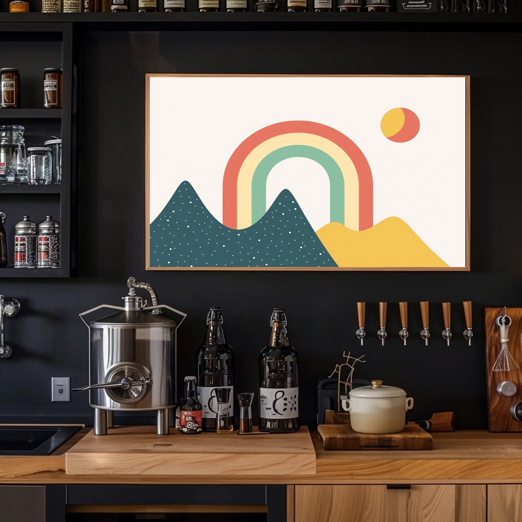 Minimalist Rainbow Landscape Art Print: Abstract or Artistic Poster PosterGoat
