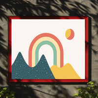 Minimalist Rainbow Landscape Art Print: Abstract or Artistic Poster PosterGoat
