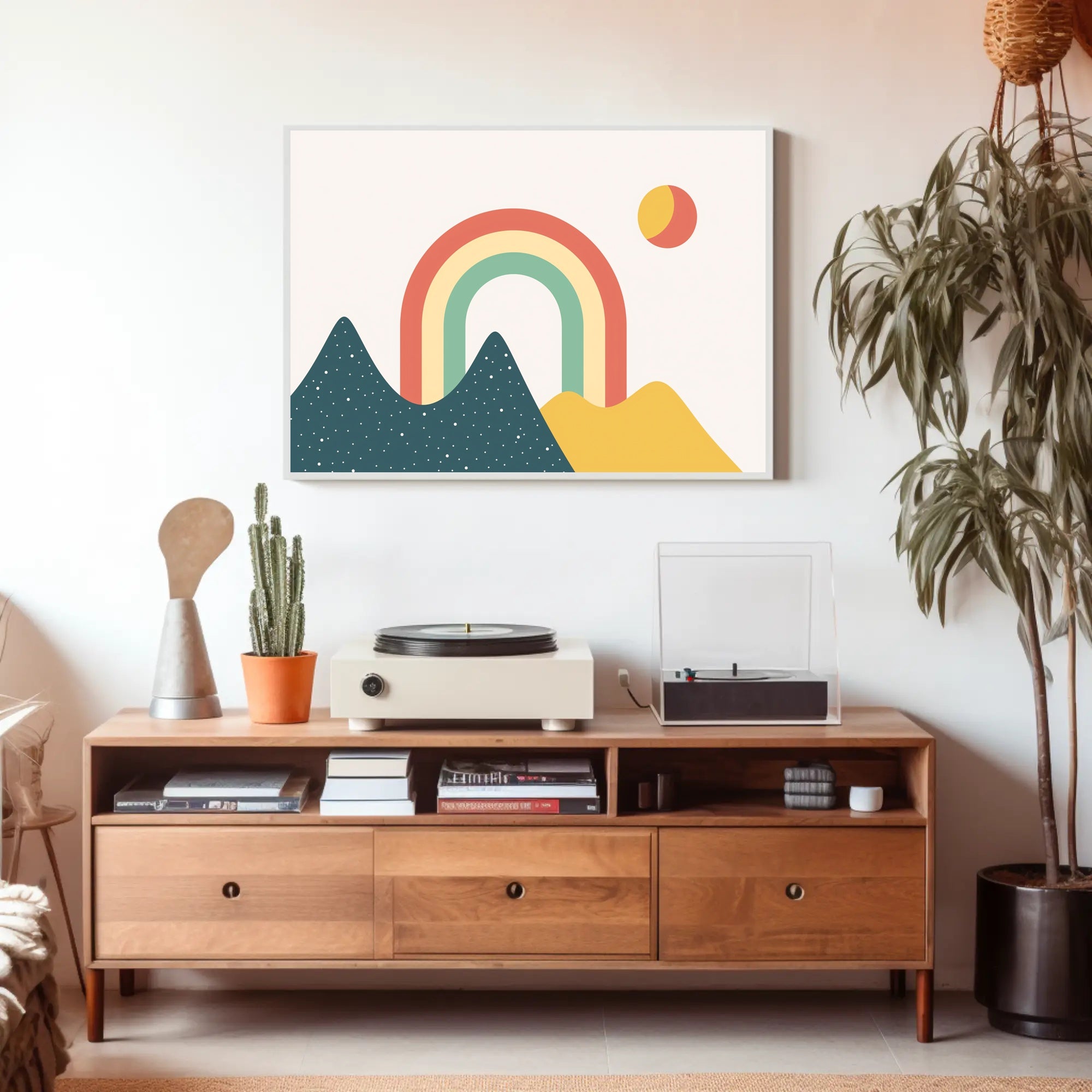 Minimalist Rainbow Landscape Art Print: Abstract or Artistic Poster PosterGoat