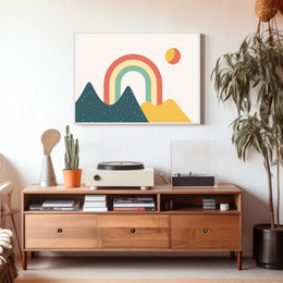Minimalist Rainbow Landscape Art Print: Abstract or Artistic Poster PosterGoat
