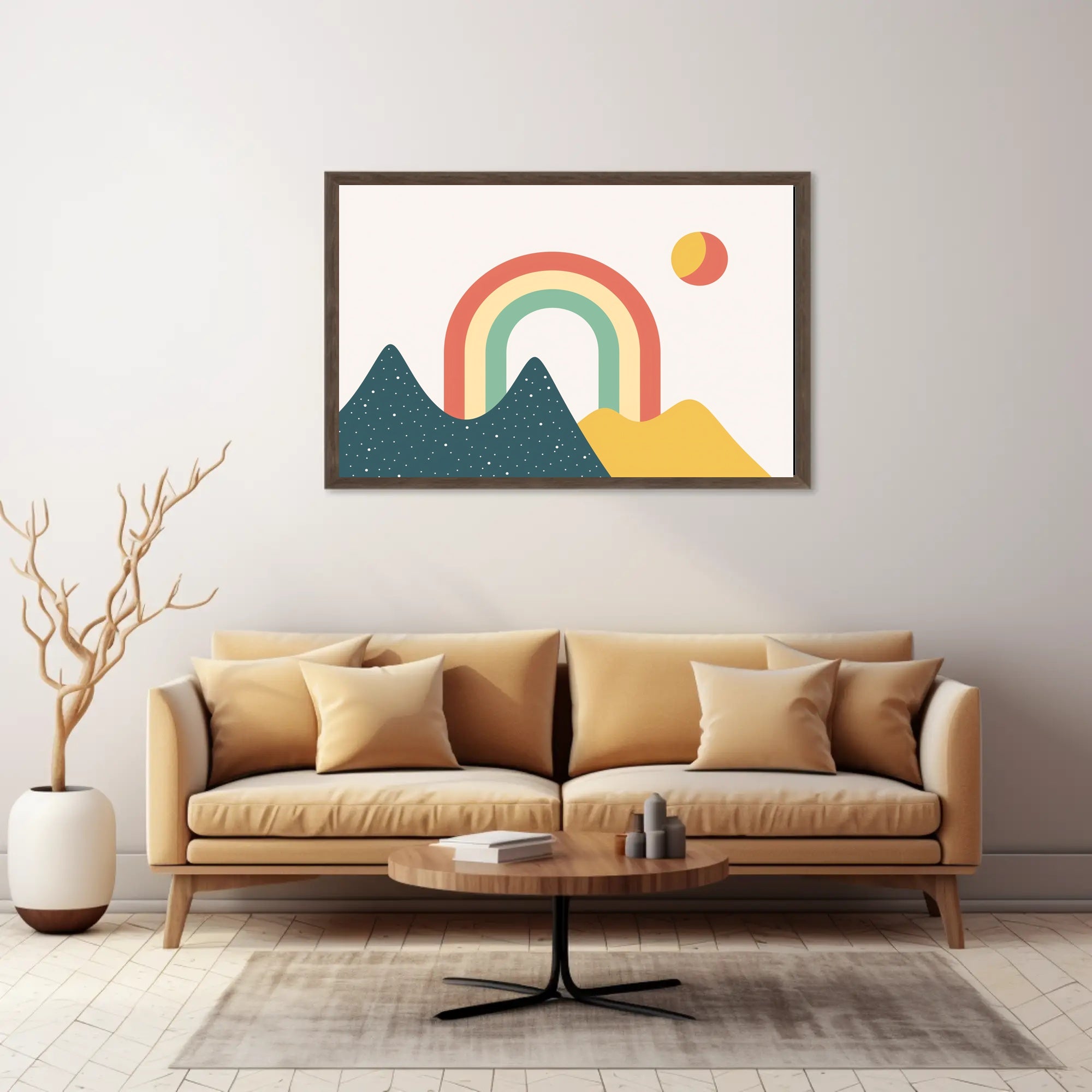 Minimalist Rainbow Landscape Art Print: Abstract or Artistic Poster PosterGoat
