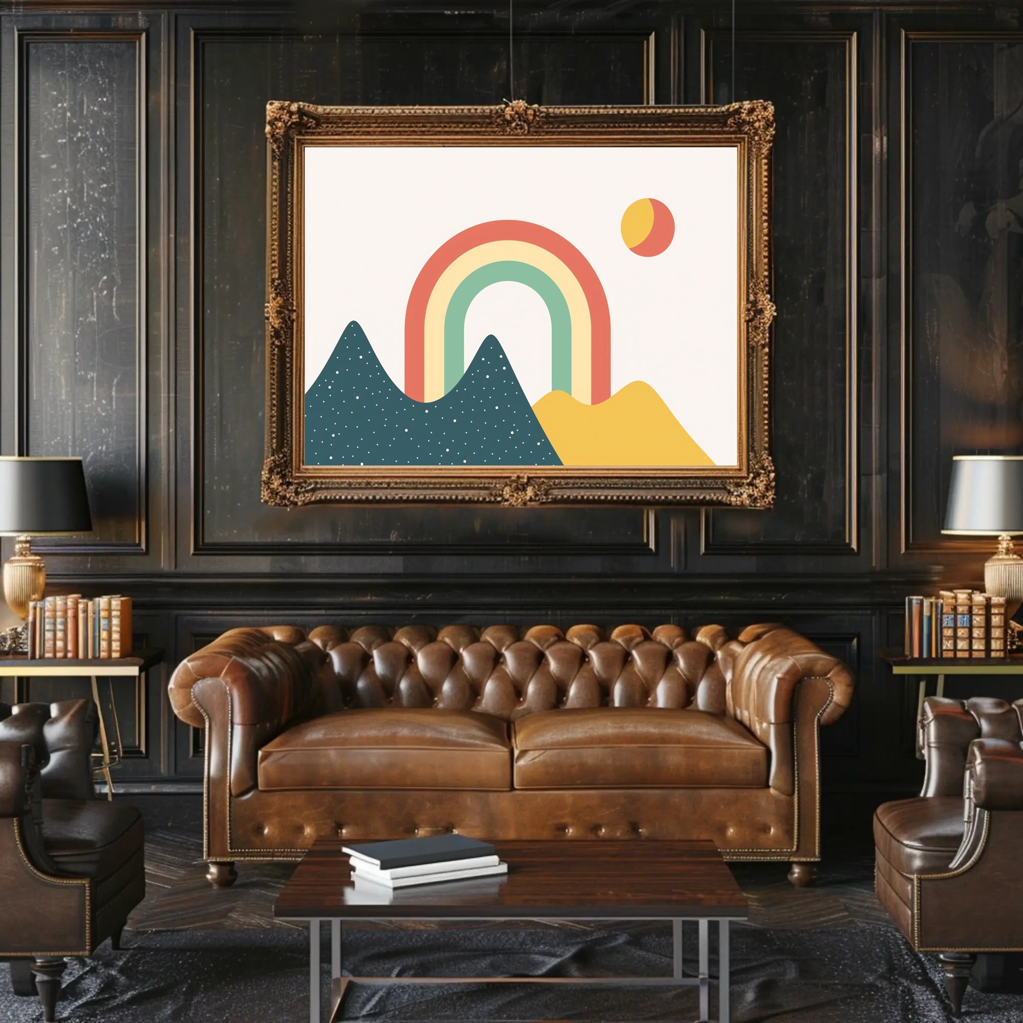 Minimalist Rainbow Landscape Art Print: Abstract or Artistic Poster PosterGoat