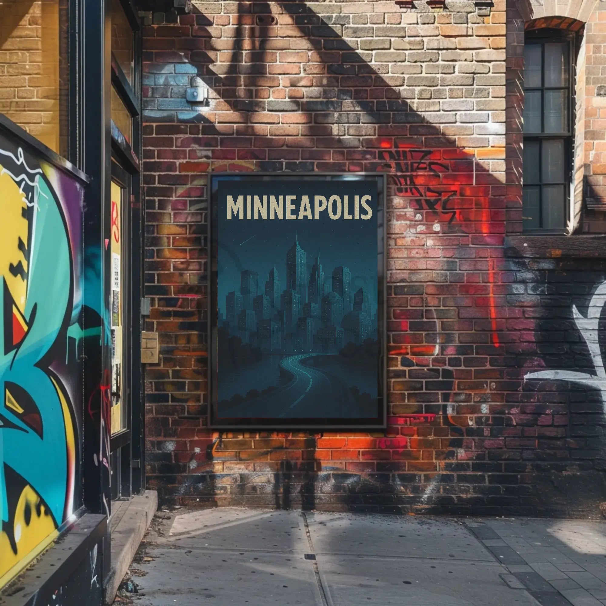 Minneapolis Nighttime Skyline Travel Poster PosterGoat