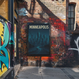 Minneapolis Nighttime Skyline Travel Poster PosterGoat