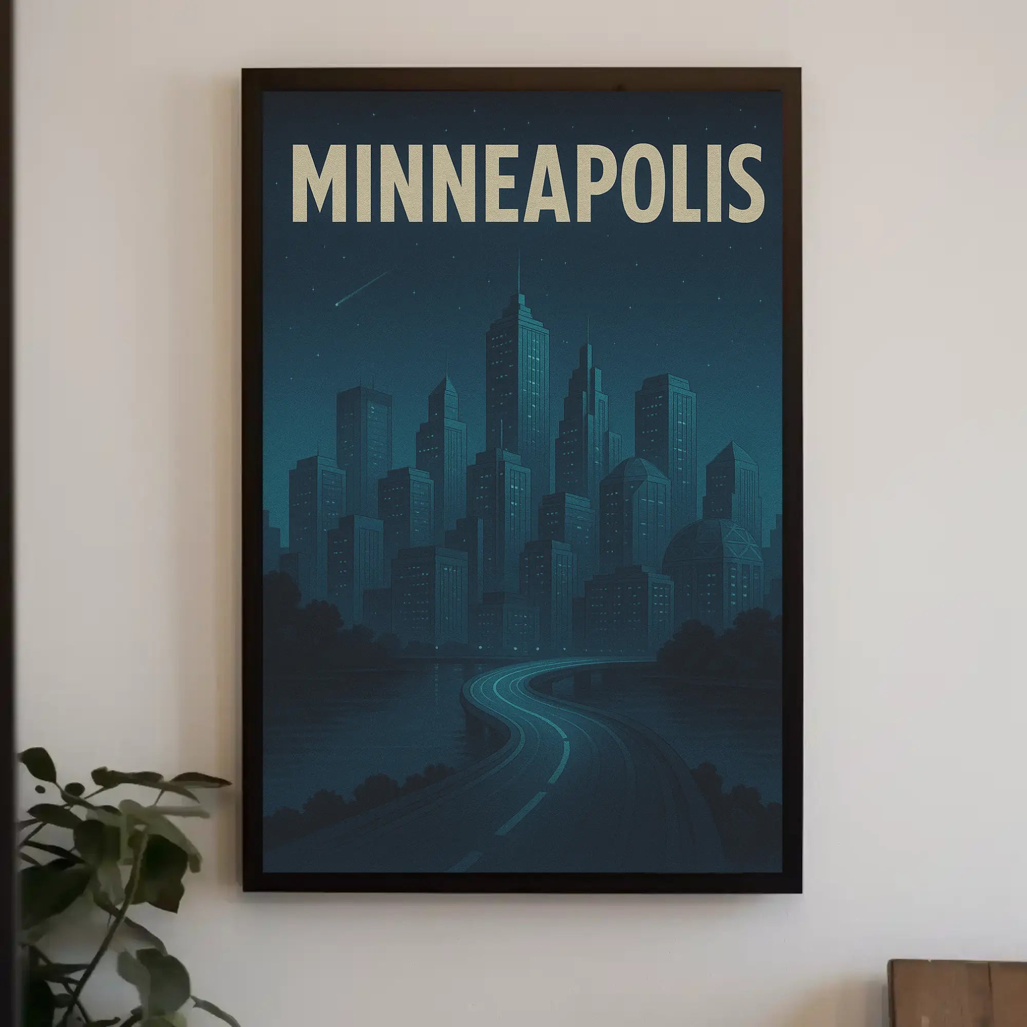 Minneapolis Nighttime Skyline Travel Poster PosterGoat