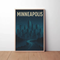 Minneapolis Nighttime Skyline Travel Poster PosterGoat