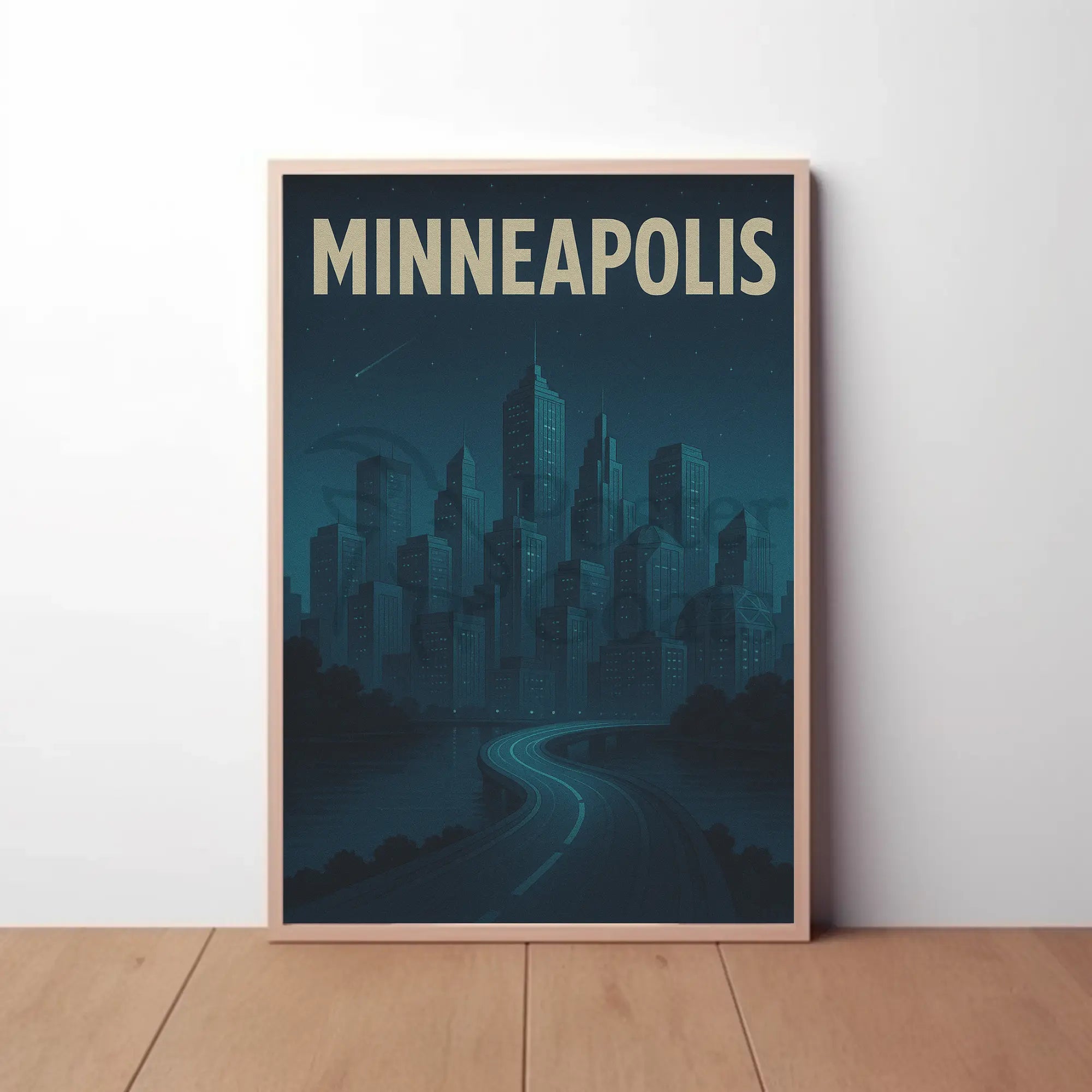 Minneapolis Nighttime Skyline Travel Poster PosterGoat