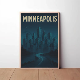 Minneapolis Nighttime Skyline Travel Poster PosterGoat
