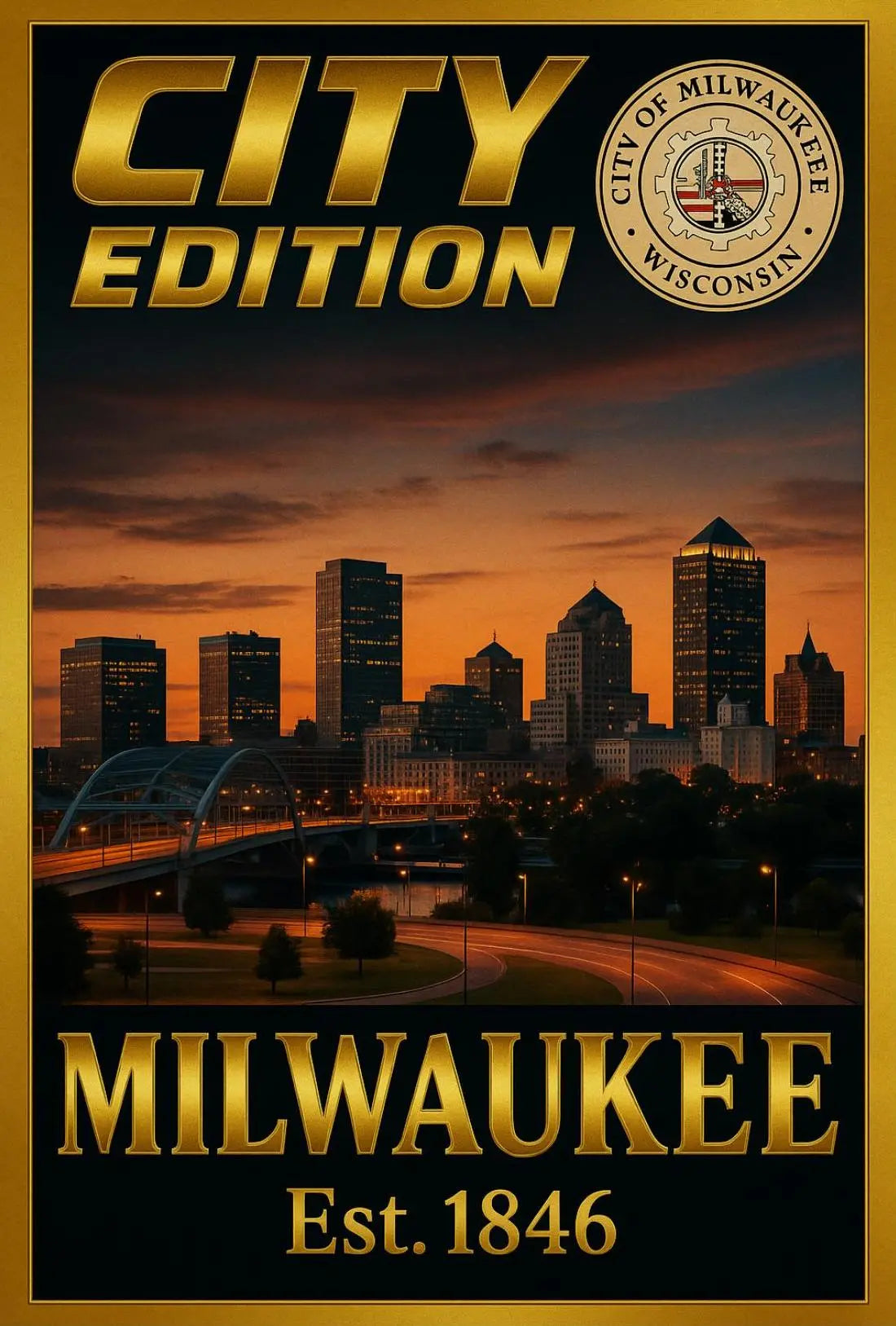 Minneapolis Skyline Celebration City Edition Sports Poster PosterGoat