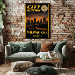 Minneapolis Skyline Celebration City Edition Sports Poster PosterGoat