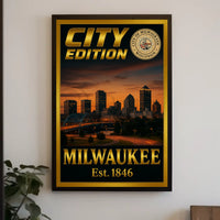 Minneapolis Skyline Celebration City Edition Sports Poster PosterGoat