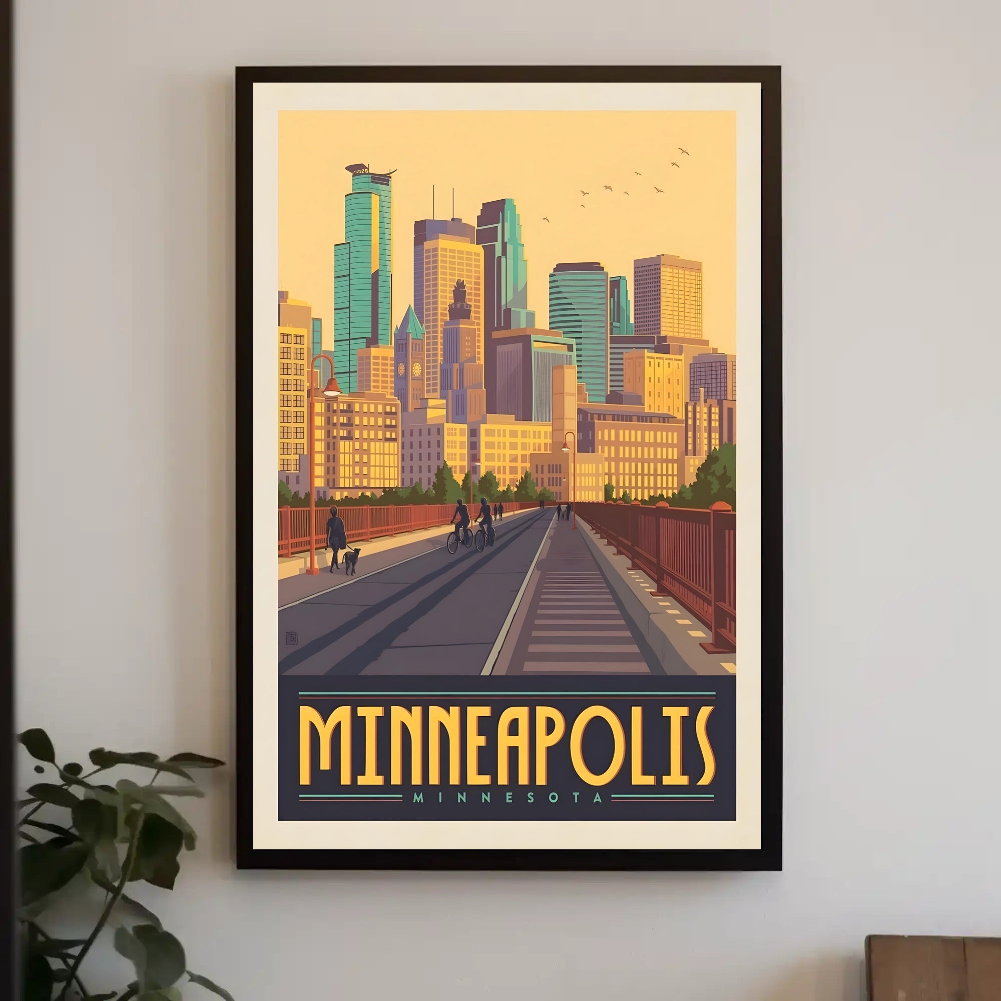 Minneapolis Skyline Retro Travel Poster PosterGoat