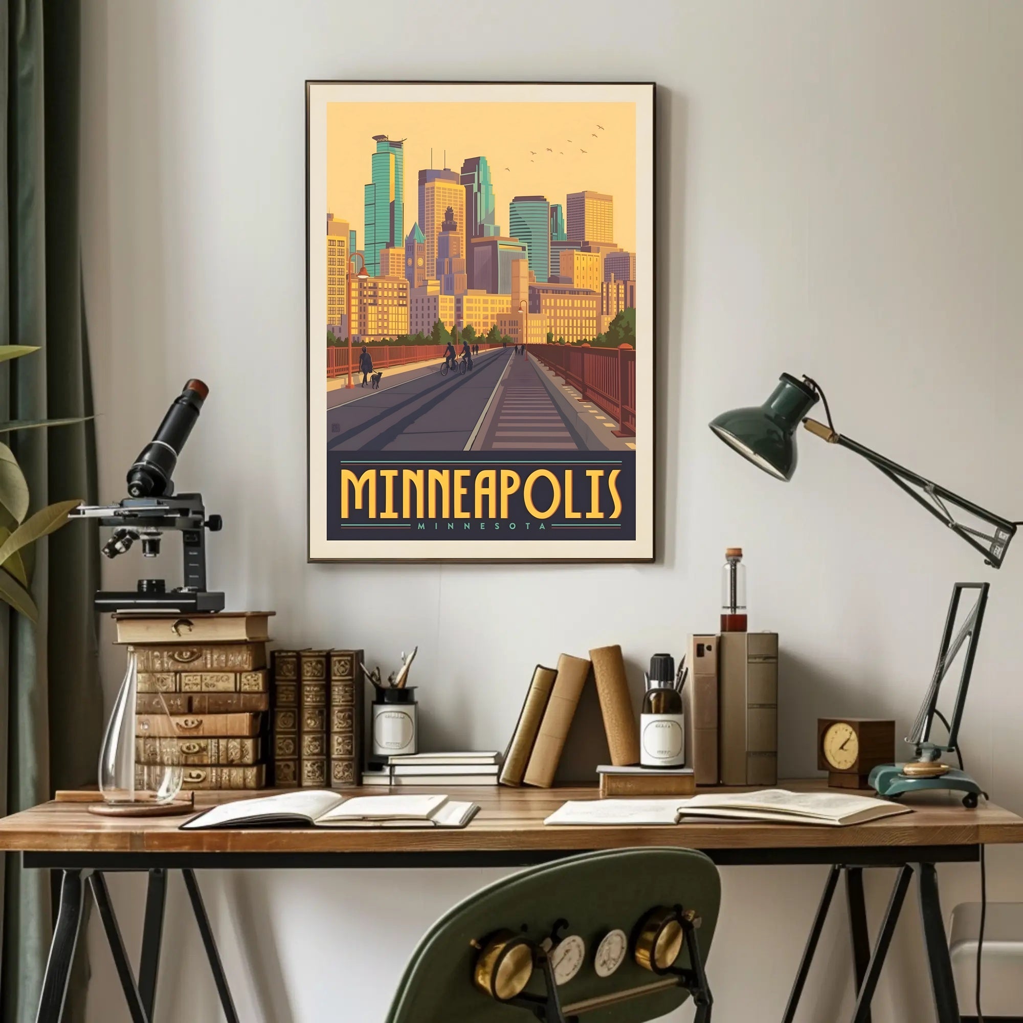 Minneapolis Skyline Retro Travel Poster PosterGoat
