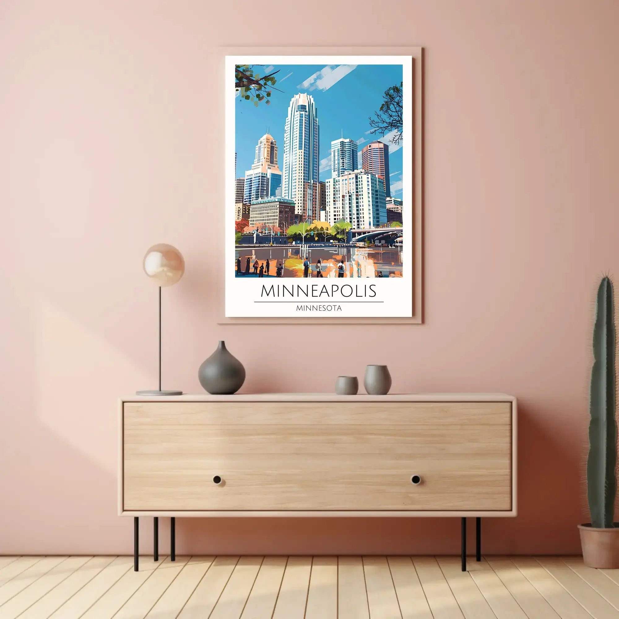 Minneapolis Skyline Vibrant Cityscape Travel Poster PosterGoat