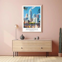 Minneapolis Skyline Vibrant Cityscape Travel Poster PosterGoat