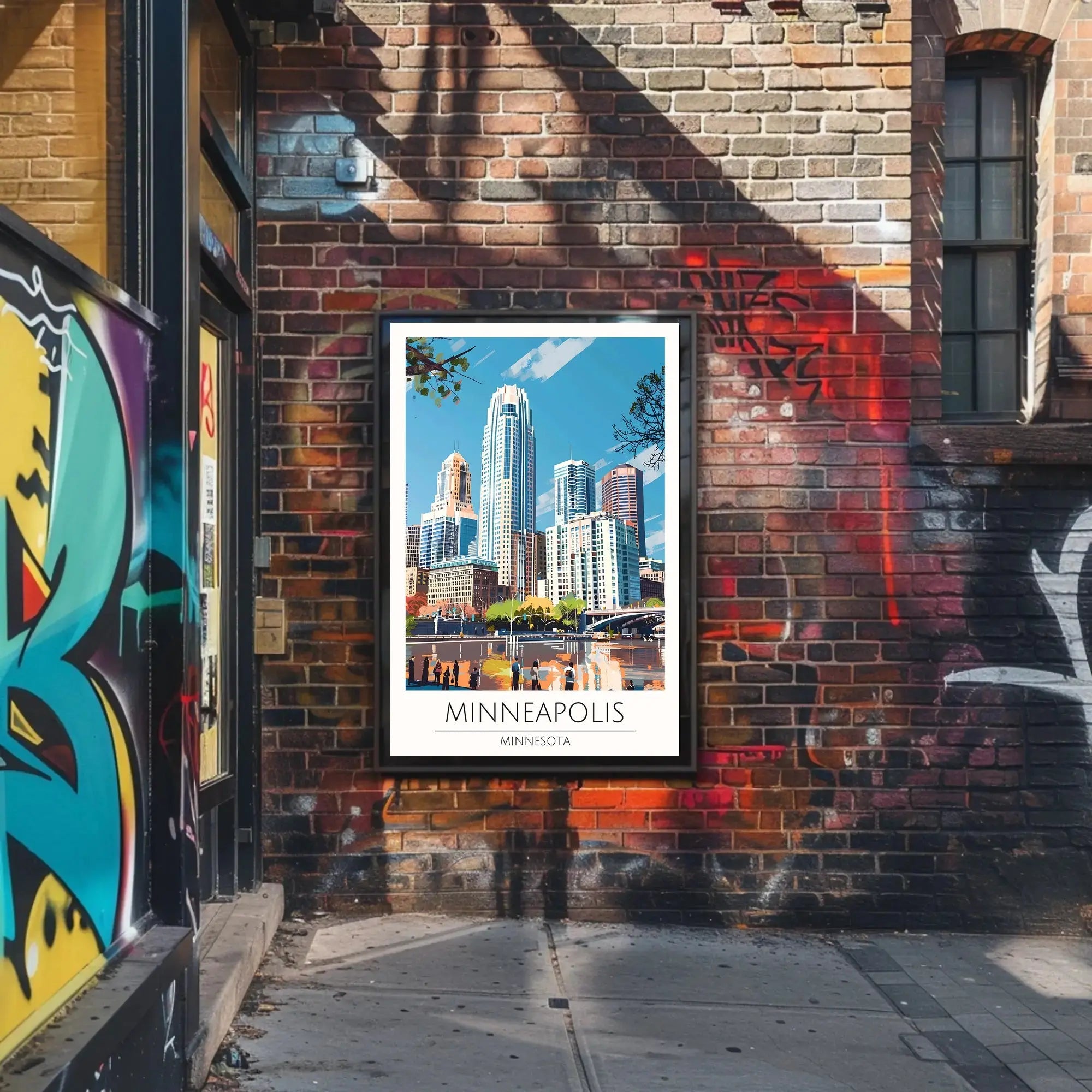 Minneapolis Skyline Vibrant Cityscape Travel Poster PosterGoat