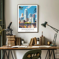 Minneapolis Skyline Vibrant Cityscape Travel Poster PosterGoat