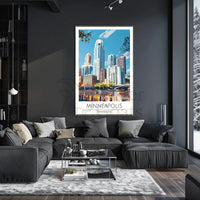 Minneapolis Skyline Vibrant Cityscape Travel Poster PosterGoat