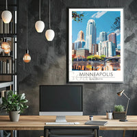 Minneapolis Skyline Vibrant Cityscape Travel Poster PosterGoat