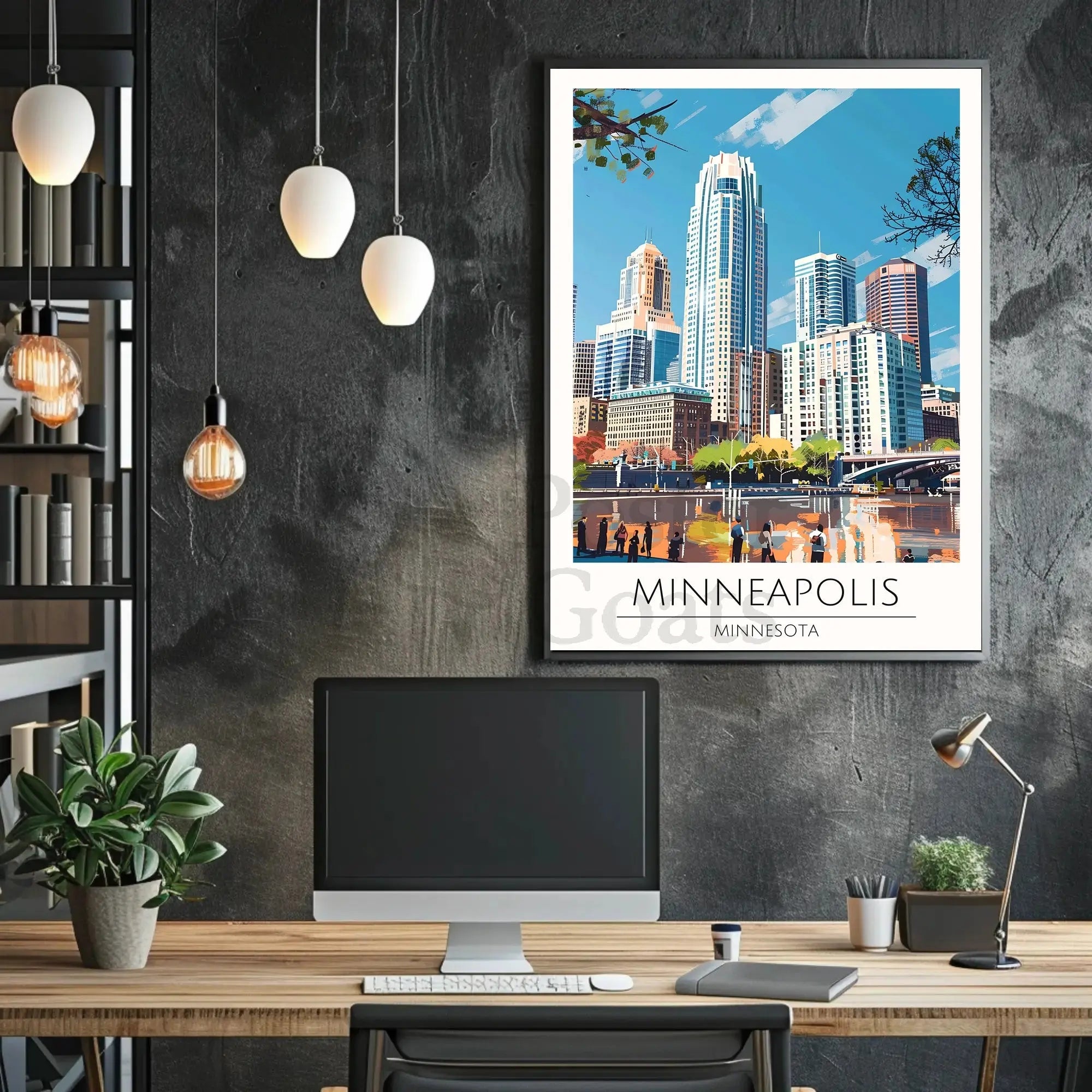 Minneapolis Skyline Vibrant Cityscape Travel Poster PosterGoat
