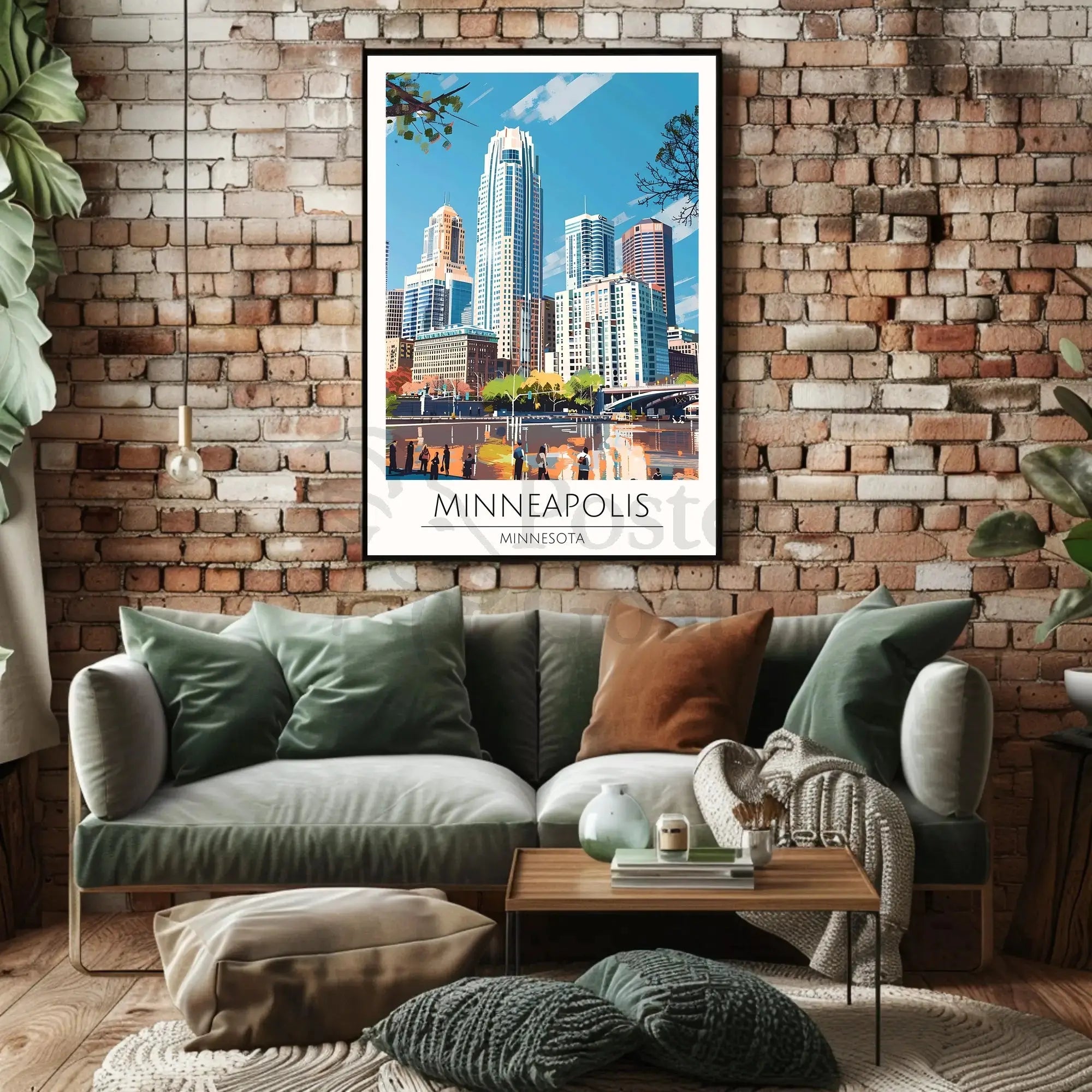 Minneapolis Skyline Vibrant Cityscape Travel Poster PosterGoat