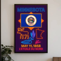 Minnesota Heritage Neon Art Print Cultural or Heritage Poster PosterGoat