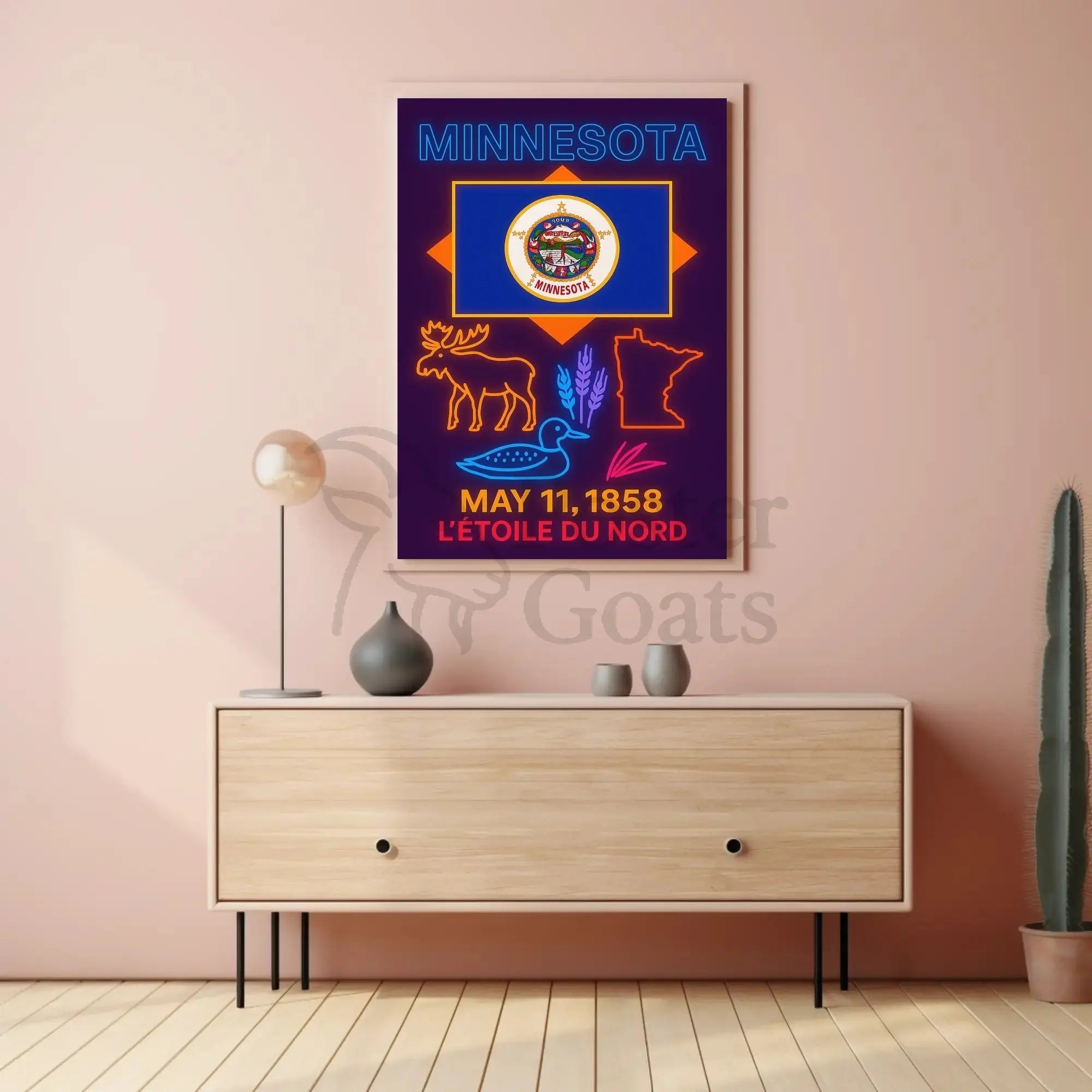 Minnesota Heritage Neon Art Print Cultural or Heritage Poster PosterGoat