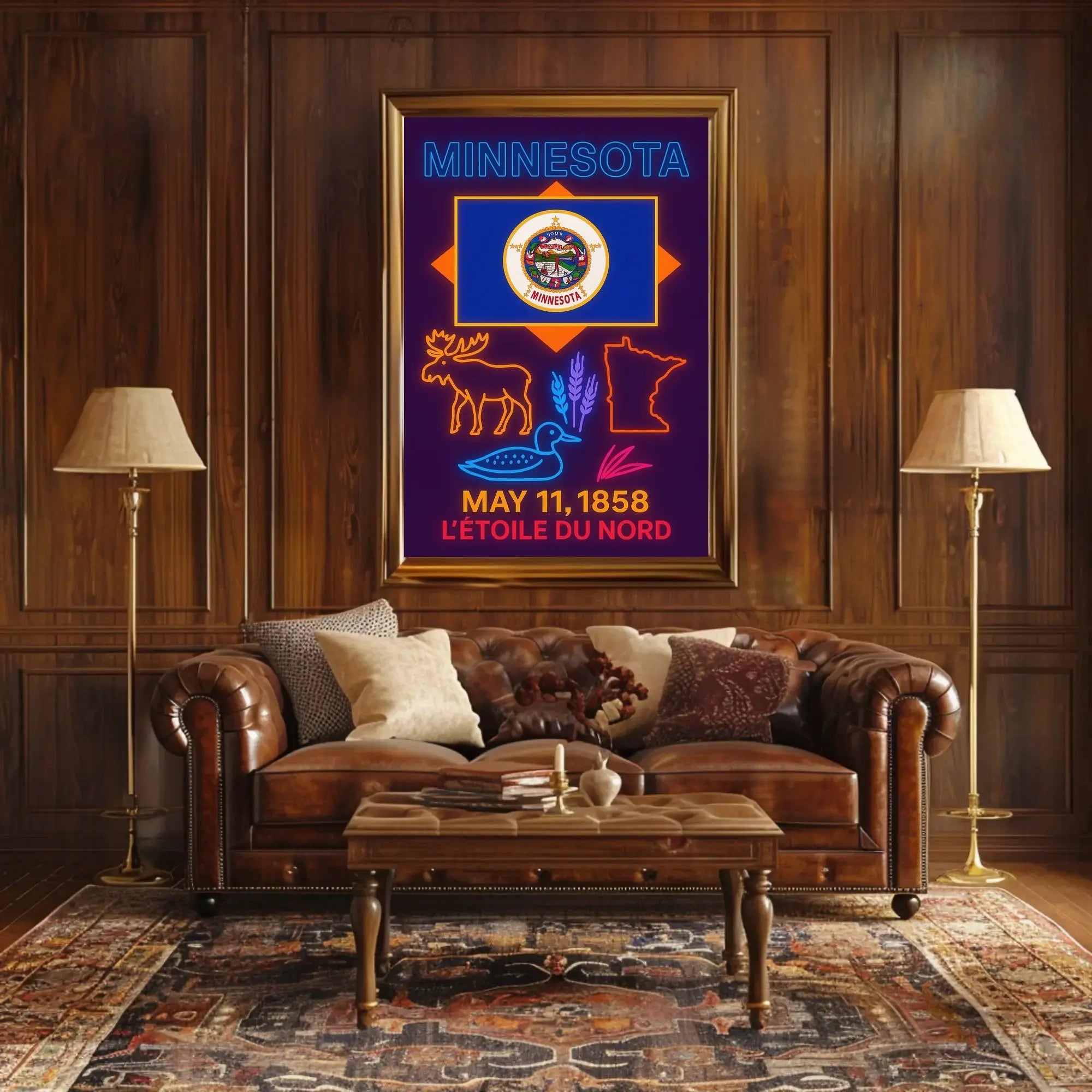 Minnesota Heritage Neon Art Print Cultural or Heritage Poster PosterGoat