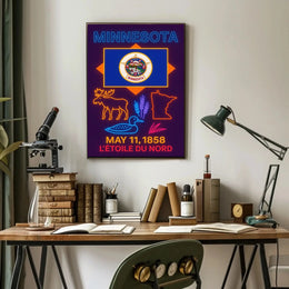 Minnesota Heritage Neon Art Print Cultural or Heritage Poster PosterGoat