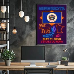 Minnesota Heritage Neon Art Print Cultural or Heritage Poster PosterGoat