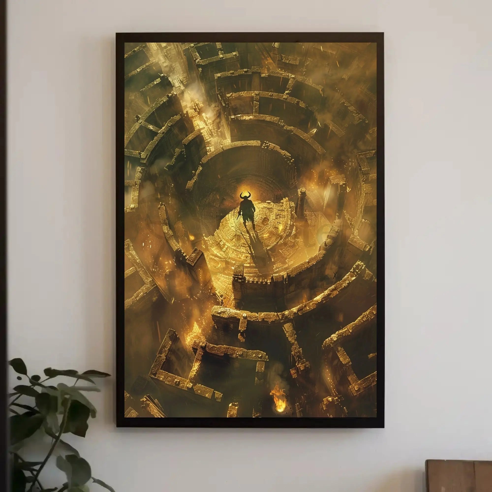 Minotaur in Mythical Maze Artistic Poster PosterGoat