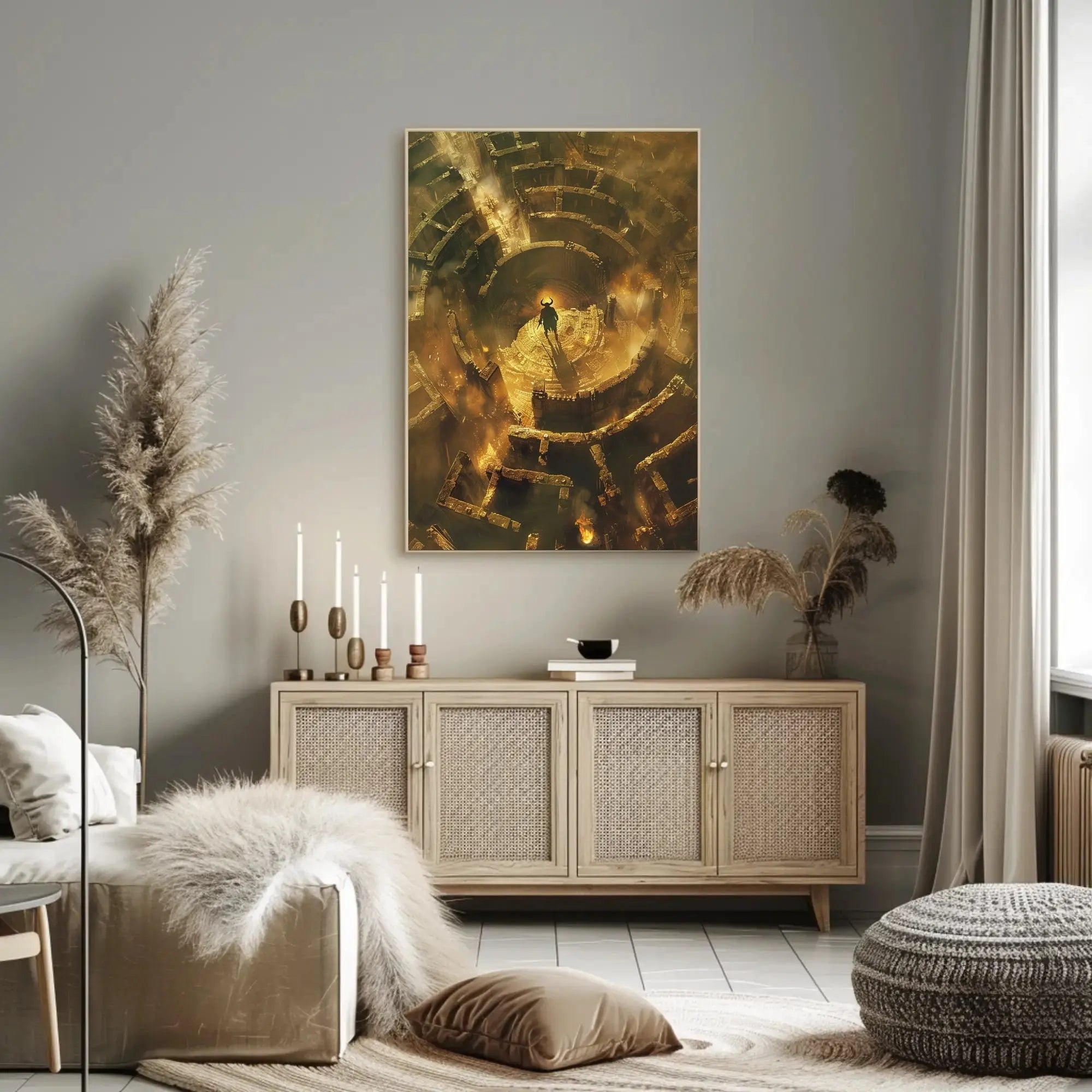 Minotaur in Mythical Maze Artistic Poster PosterGoat