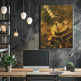 Minotaur in Mythical Maze Artistic Poster PosterGoat