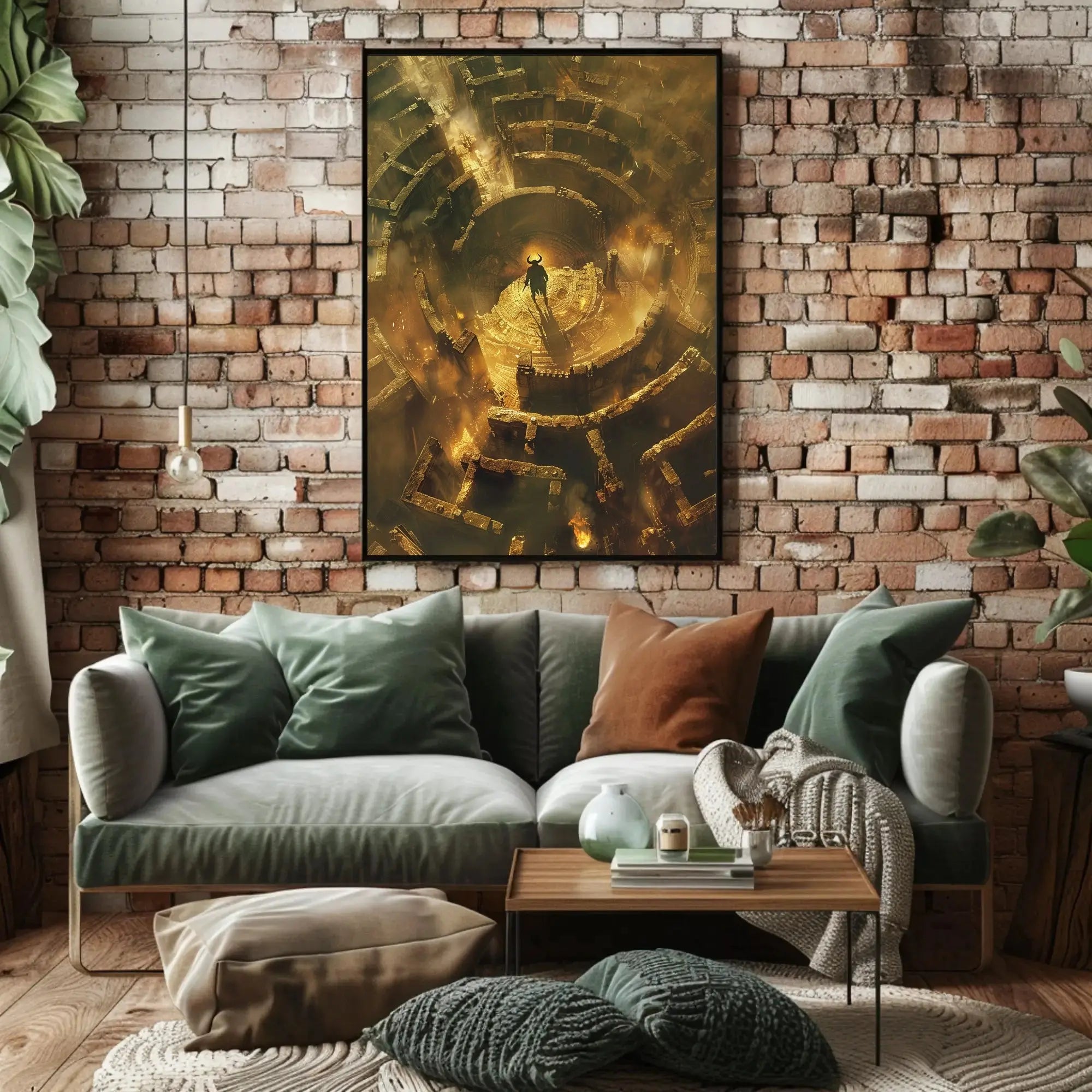 Minotaur in Mythical Maze Artistic Poster PosterGoat