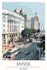 Minsk Urban Scene: Vibrant Travel Poster PosterGoat