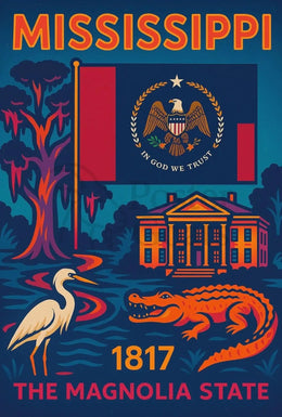Mississippi Heritage Retro Travel Poster PosterGoat
