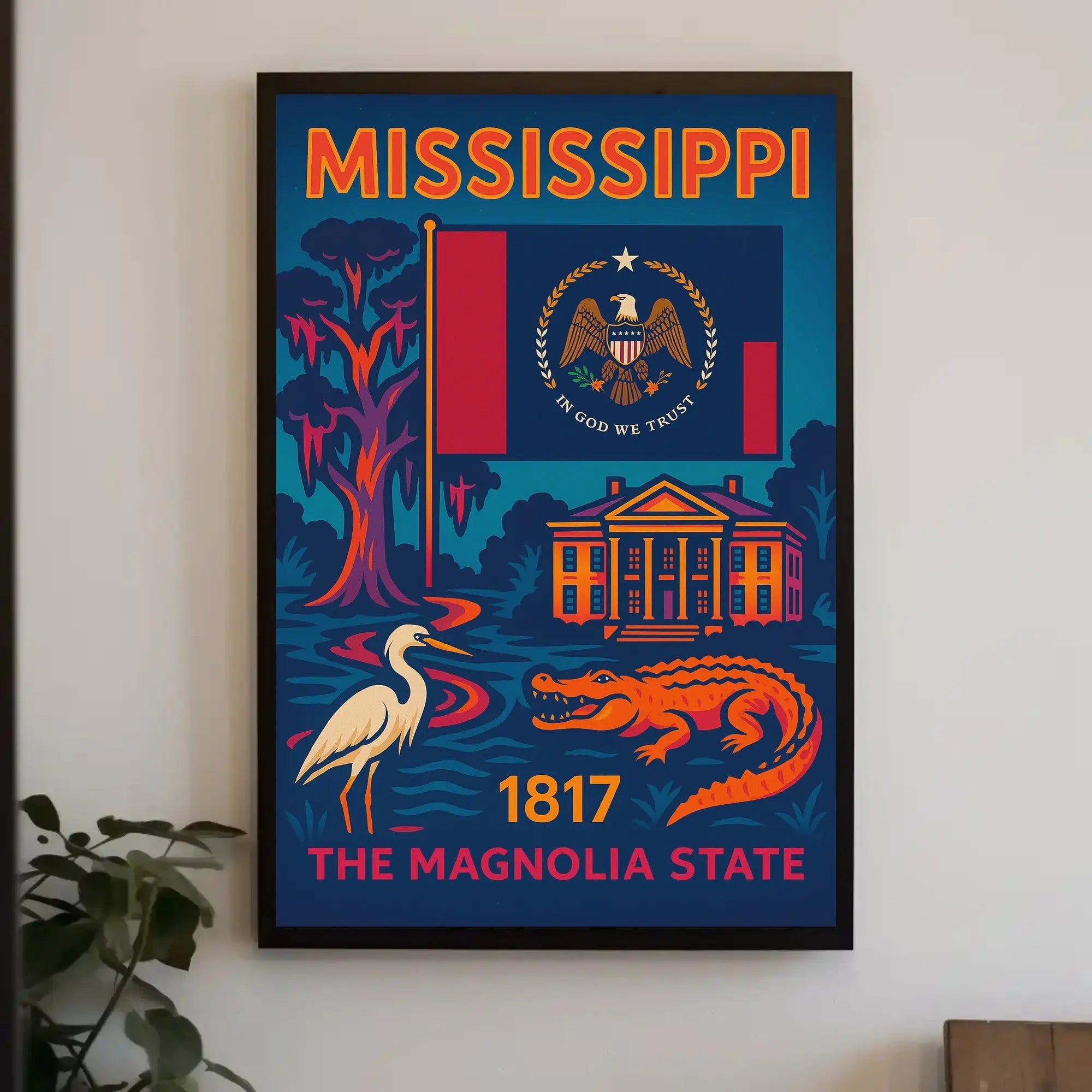 Mississippi Heritage Retro Travel Poster PosterGoat