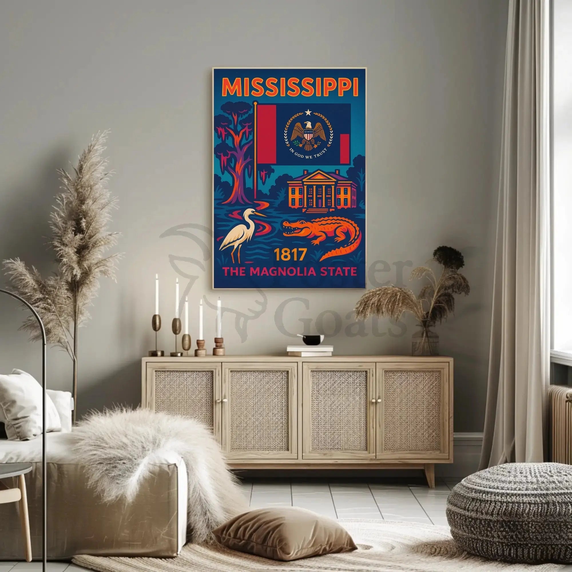 Mississippi Heritage Retro Travel Poster PosterGoat