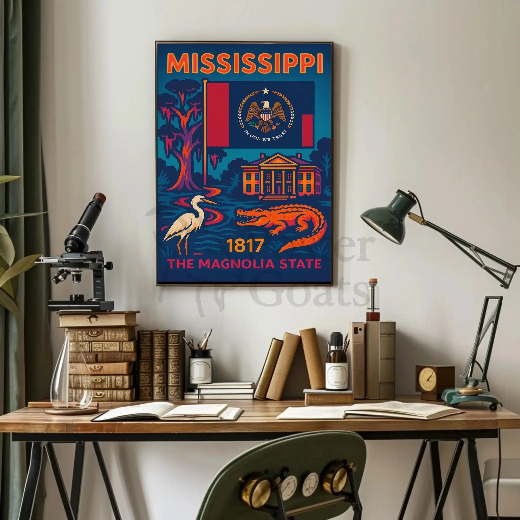 Mississippi Heritage Retro Travel Poster PosterGoat