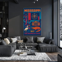 Mississippi Heritage Retro Travel Poster PosterGoat