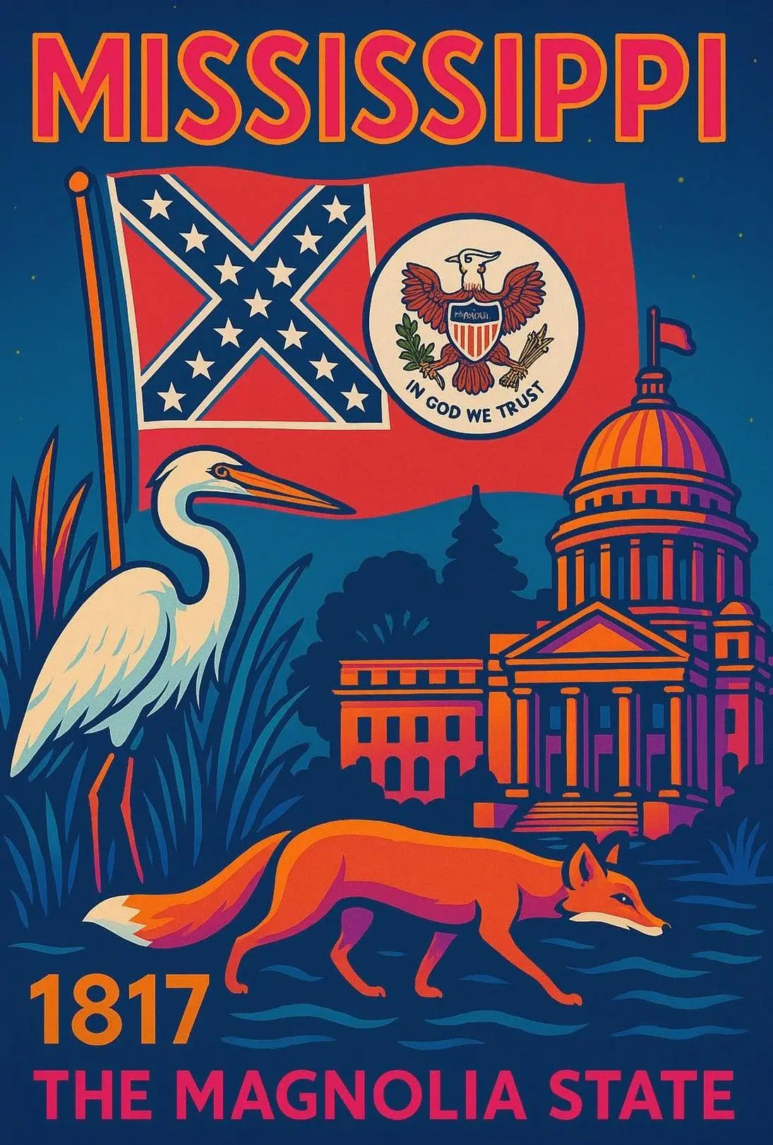 Mississippi Heritage: Vibrant Vintage Cultural or Heritage Poster PosterGoat