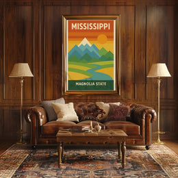 Mississippi Magnolia State Vintage Travel Poster PosterGoat