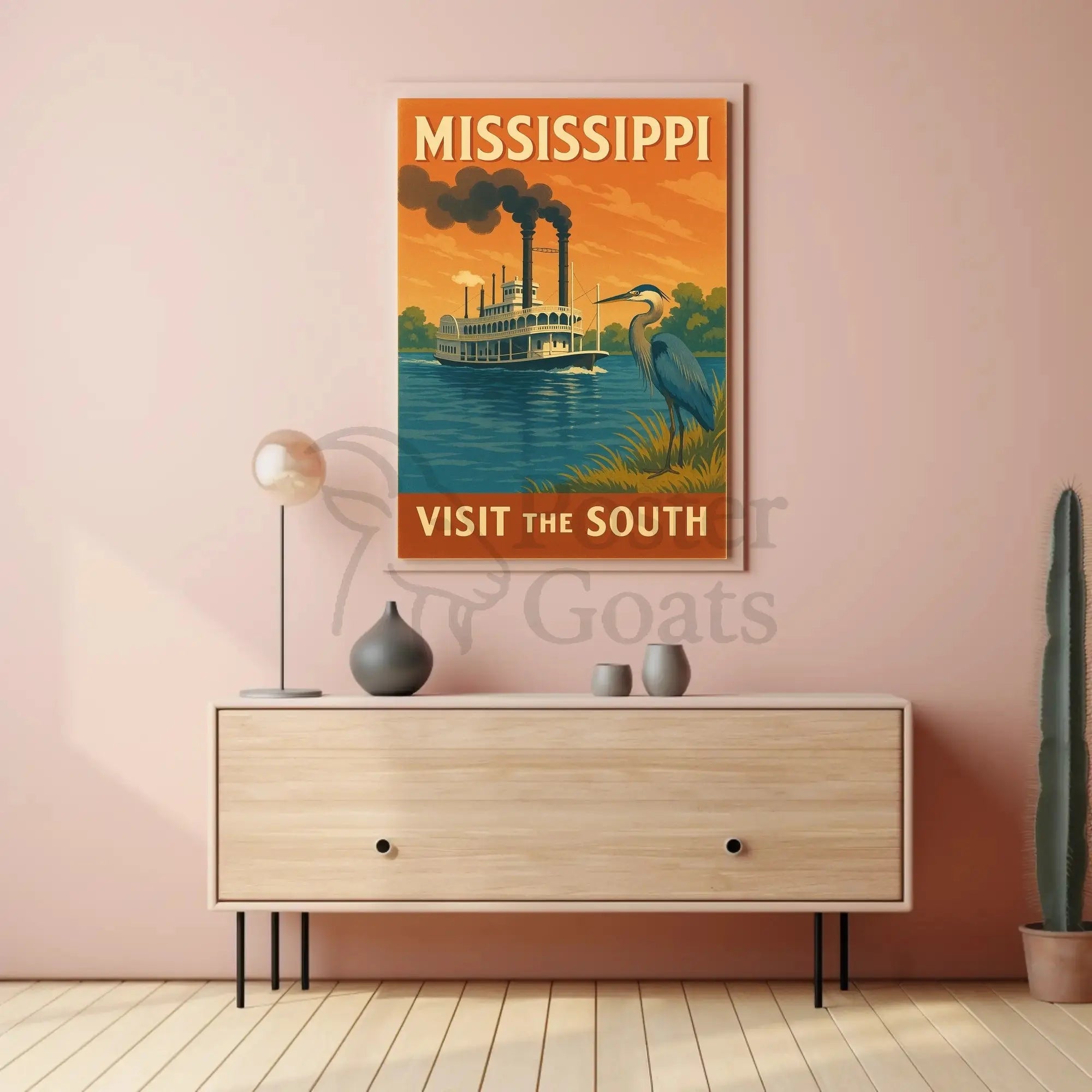 Mississippi River Adventure Vintage Travel Poster PosterGoat