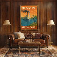 Mississippi River Adventure Vintage Travel Poster PosterGoat