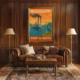 Mississippi River Adventure Vintage Travel Poster PosterGoat