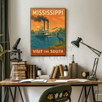 Mississippi River Adventure Vintage Travel Poster PosterGoat