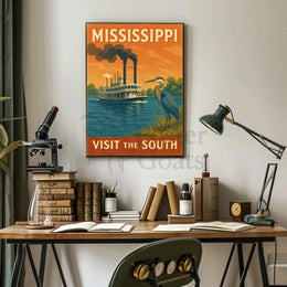 Mississippi River Adventure Vintage Travel Poster PosterGoat