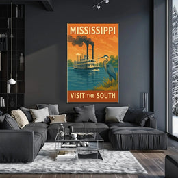 Mississippi River Adventure Vintage Travel Poster PosterGoat